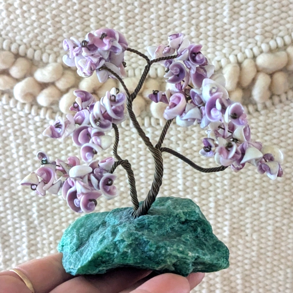 Vintage Purple Seashell Tree Decor | 4" Tall, 4" Long